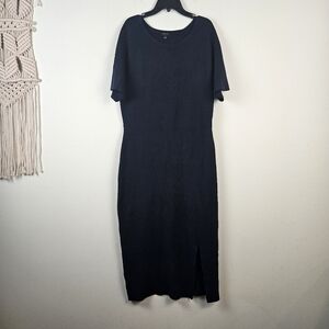 Ann Taylor Knit Navy Midi Sweater dress Size Large Office Fall Winter